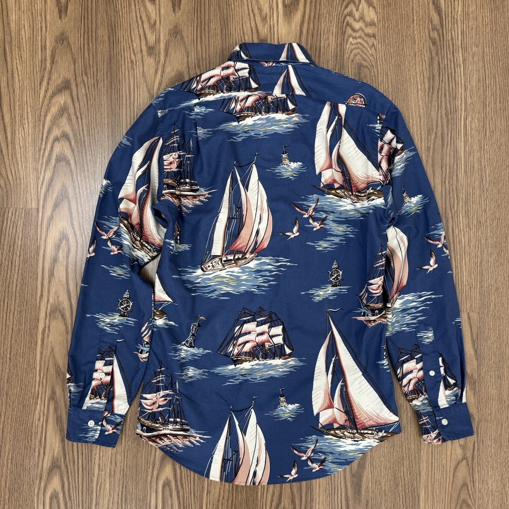 Polo Ralph Lauren Shirt Mens S Blue Sailing All Over Print‎ Button Down Oxford - Picture 8 of 16